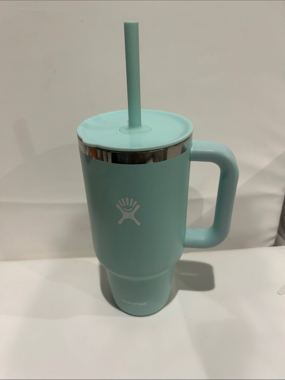 Hydro Flask Mint Green Insulated Tumbler with Handle & Straw